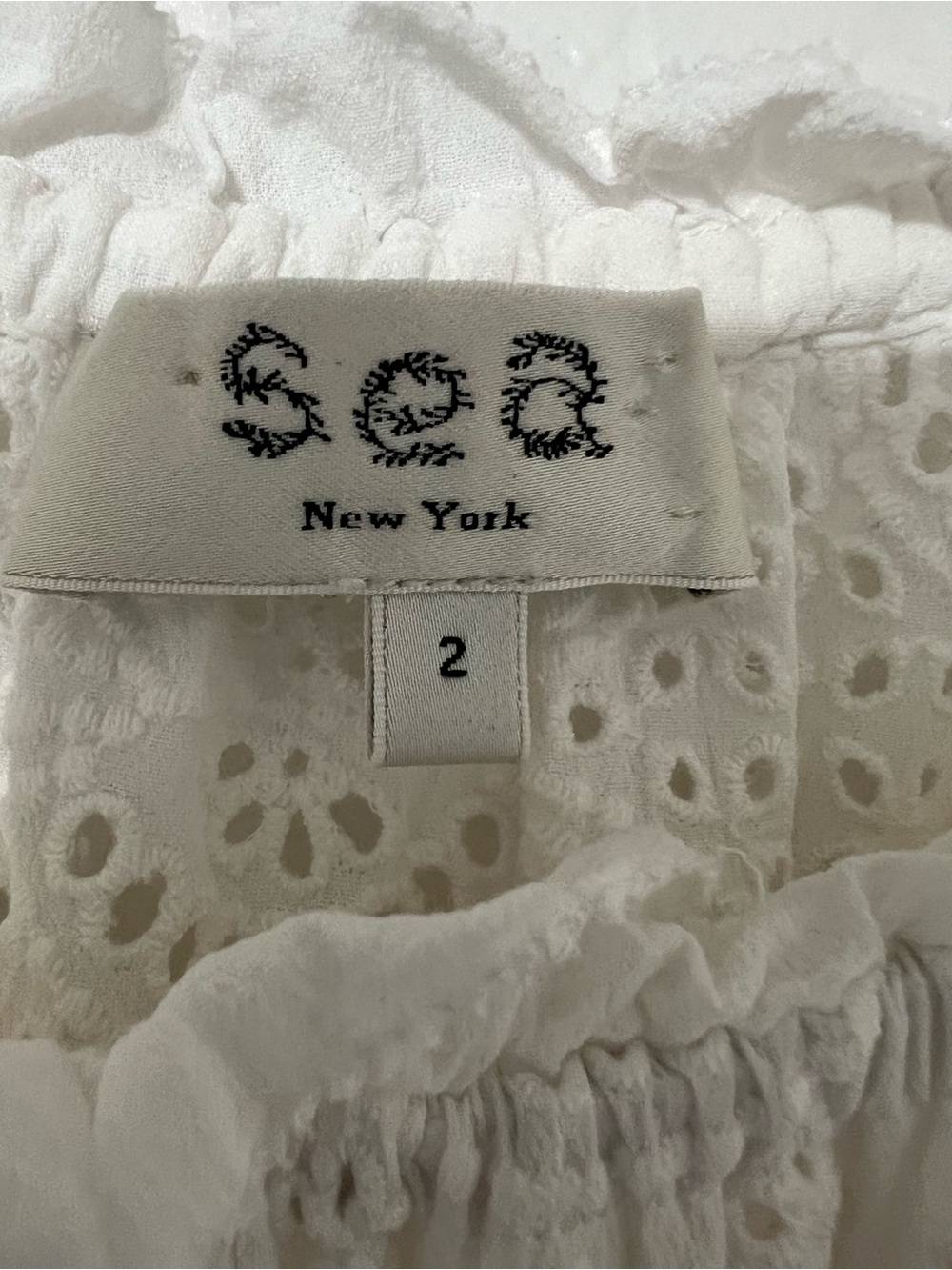 Sea New York White Eyelet Embroidered Midi Dress Boho Cottagecore Romantic - Picture 10 of 10